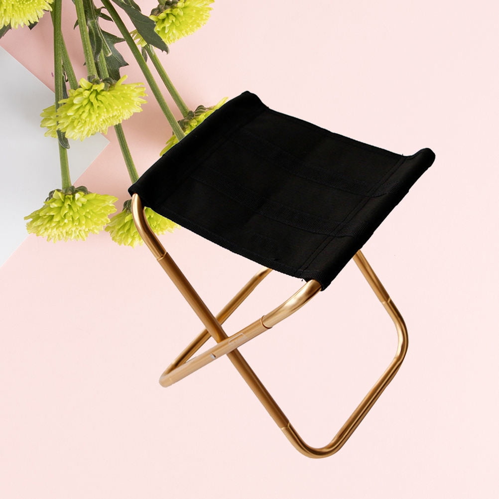 HOOWIFFY Folding Chair Portable Stool Golden Metal Oxford Cloth 1Set for Camping Traveling
