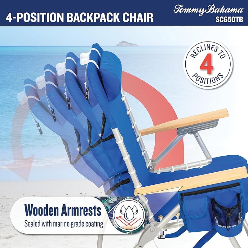 2-Pack Hi-Boy 17" Seat Height 4-Position Lace-Up Suspension Folding Backpack Beach Chair