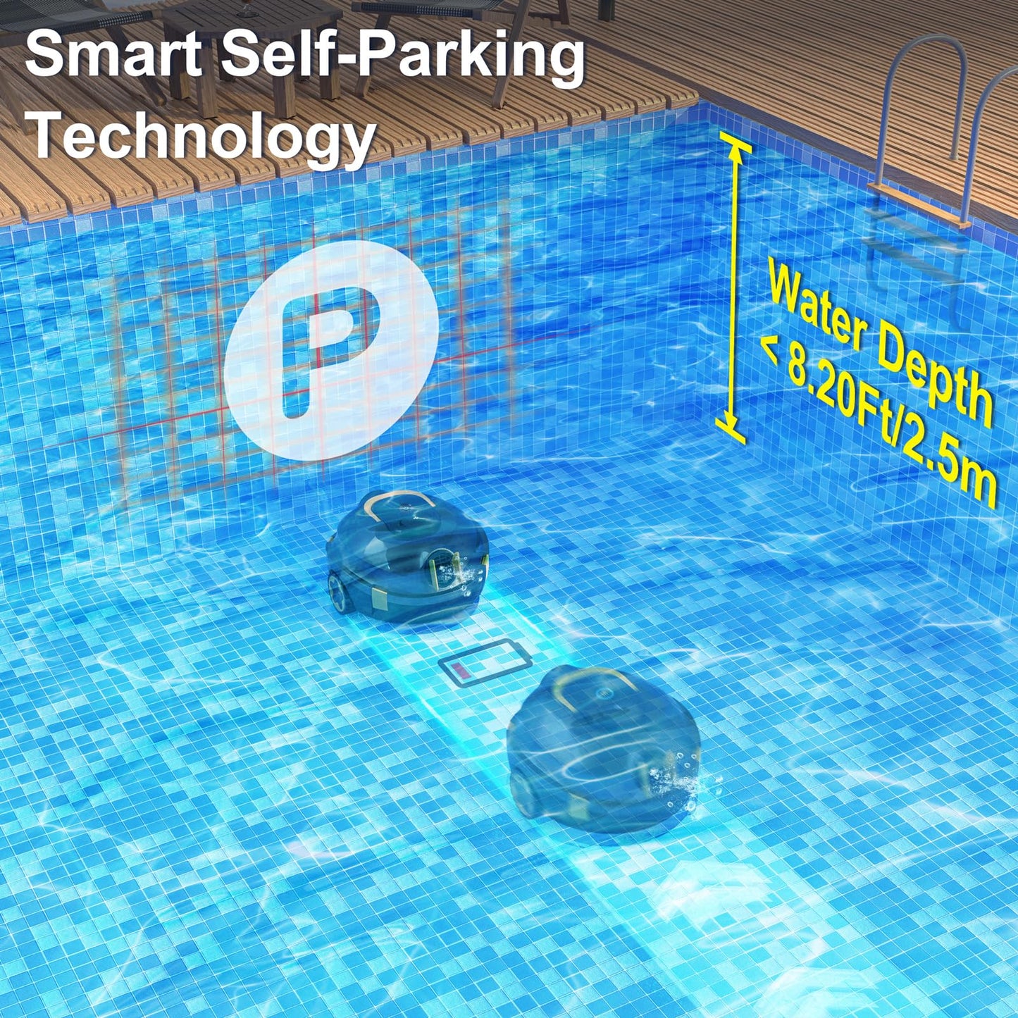 Y20 Cordless Robotic Pool Cleaner, Automatic Pool Vacuum for Above Ground & Inground Pool, 90 Min Runtime, Auto-Parking, Lightweight, Powerful Robot up to 1100 sq.ft