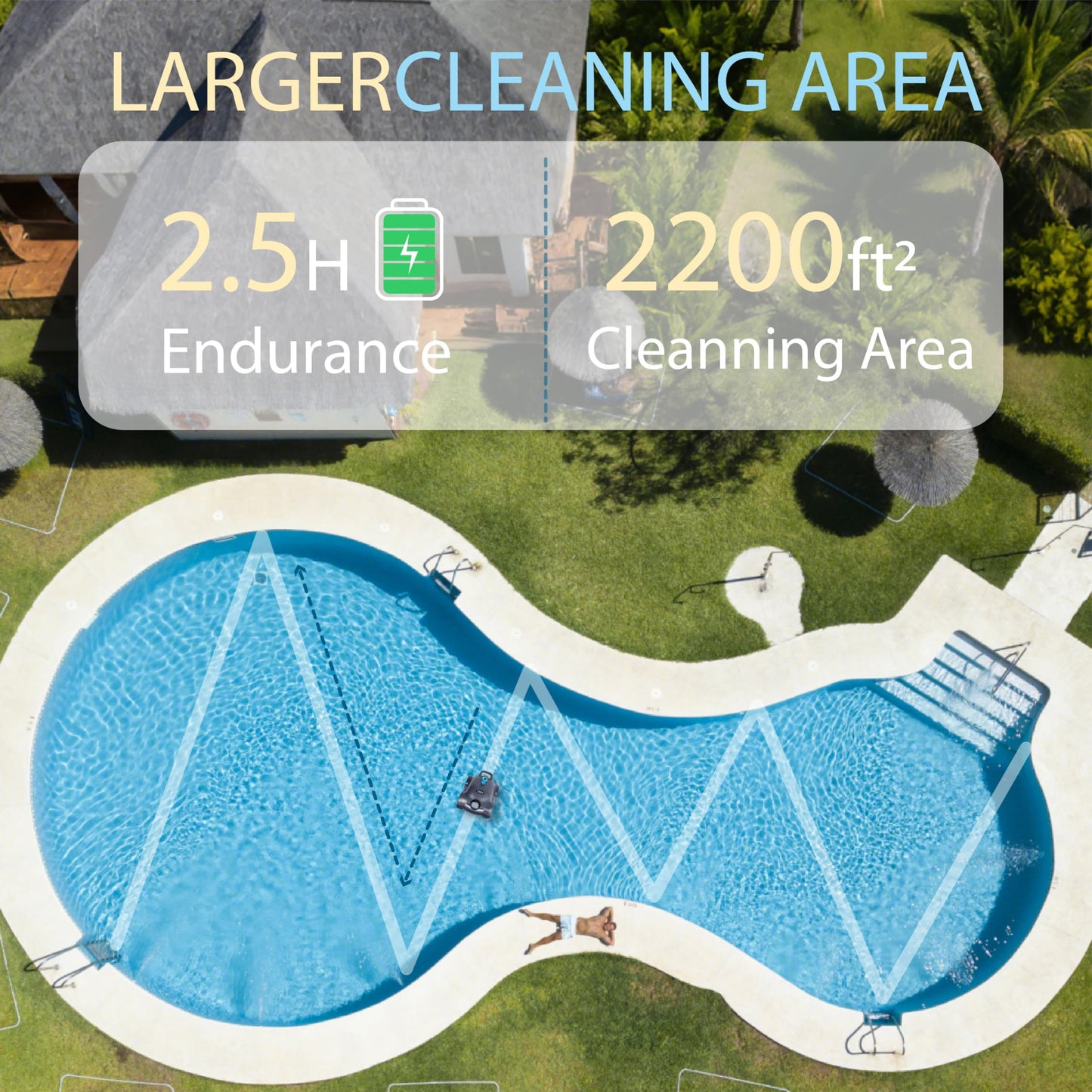 Hinice Cordless Robotic Pool Cleaner,Automatic Pool Vacuum Robot for In-Ground/Above Ground Pools,150 Min Runtime, IPX8 Waterproof, 2200 Sq Ft Coverage (Dark Grey)