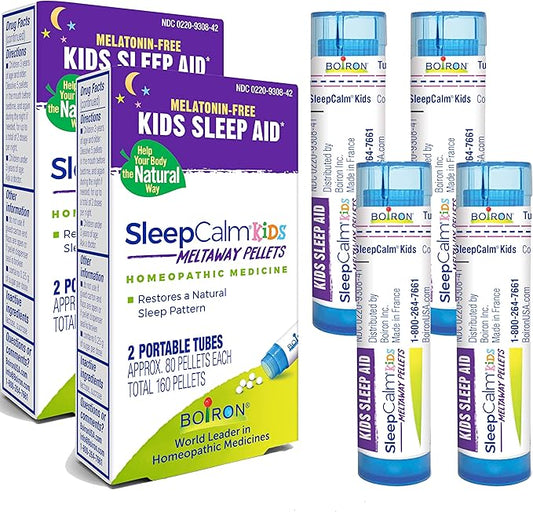 Boiron SleepCalm Kids Sleep Aid for Deep, Relaxing, Restful Nighttime Sleep - Melatonin-Free and Non Habit-Forming - 80 Pellets per Tube - 4 Total Tubes Sleep Calm
