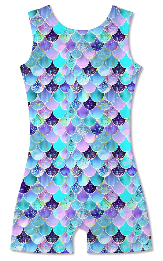 Idgreatim Gymnastics Leotard for Girls Size 5-6 Mermaid Tumbling Leotards with Shorts Athletic Activewear Outfit for Ballet Dance 5-6 Years Old