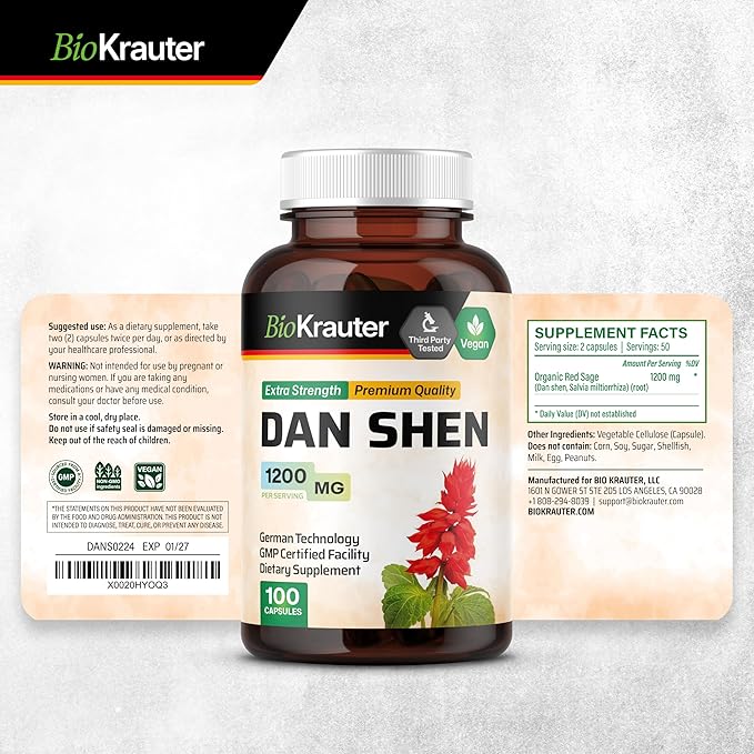 BIO KRAUTER Lion’s Mane 250 Capsules & Dan Shen 100 Capsules