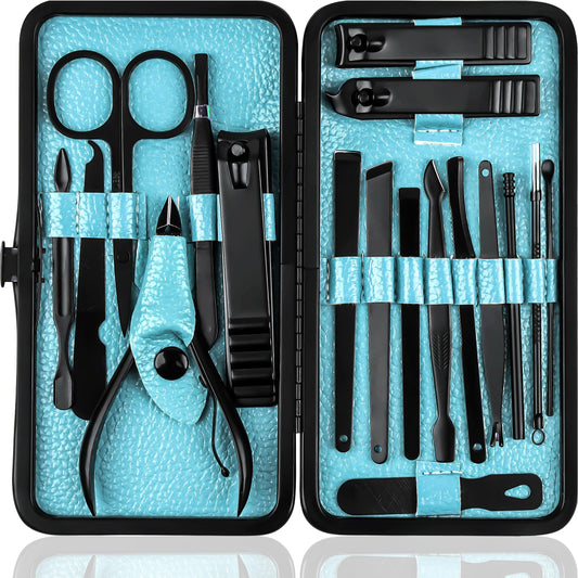 Utopia Care - Manicure Kit For Women and Men, Manicure Set with Nail Clippers or Nail Kit Includes Fingernail & Toenail Clippers,18-Pcs Pedicure Kit Stocking Stuffers With Travel Case - Black