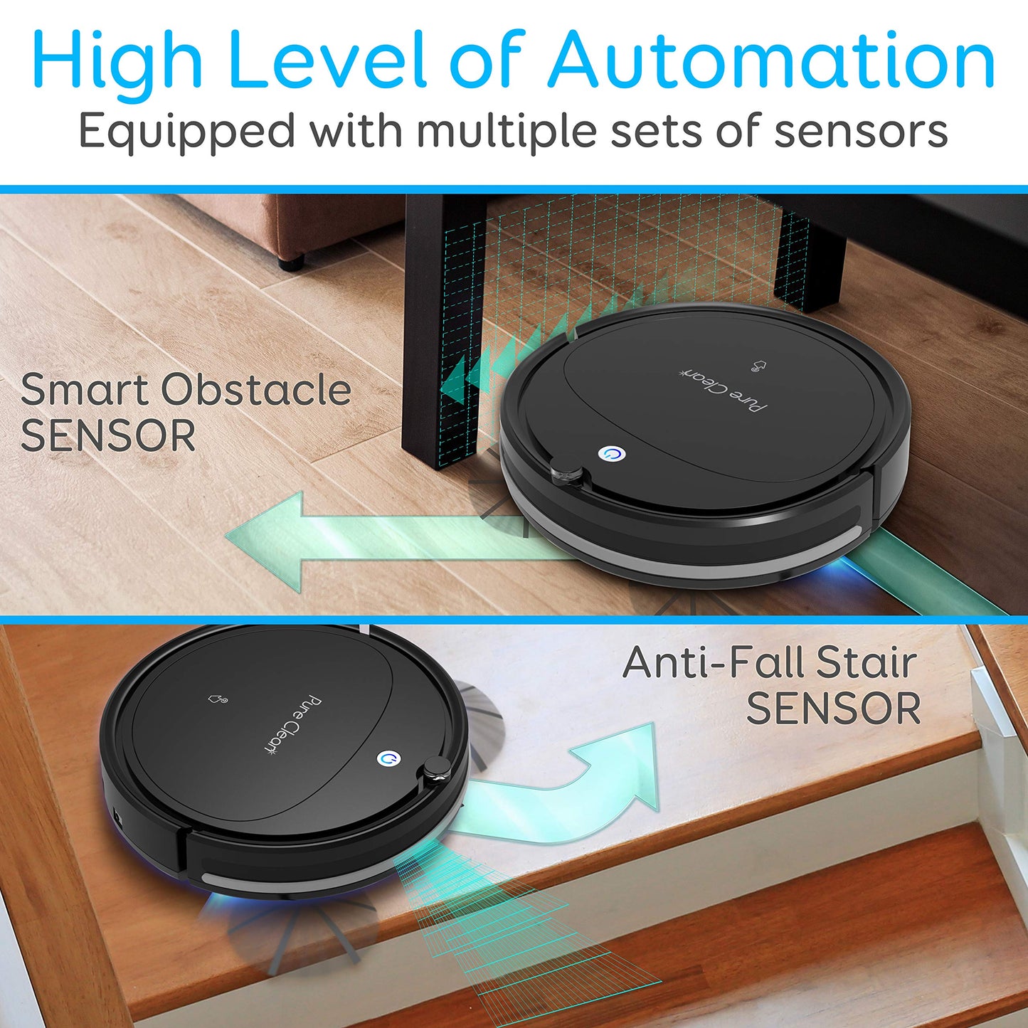 SereneLife Robot Vacuum Cleaner - Self Charging Robo Vacuum Cleaner - 1200pa Suction, Self Path Navigation, 70 Min Run Time - Carpet Hardwood Linoleum Tile PUCRCX70