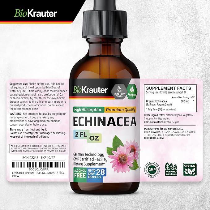 BIO KRAUTER Goldenseal Tincture 2 Fl. Oz. & Echinacea Tincture 2 Fl. Oz.