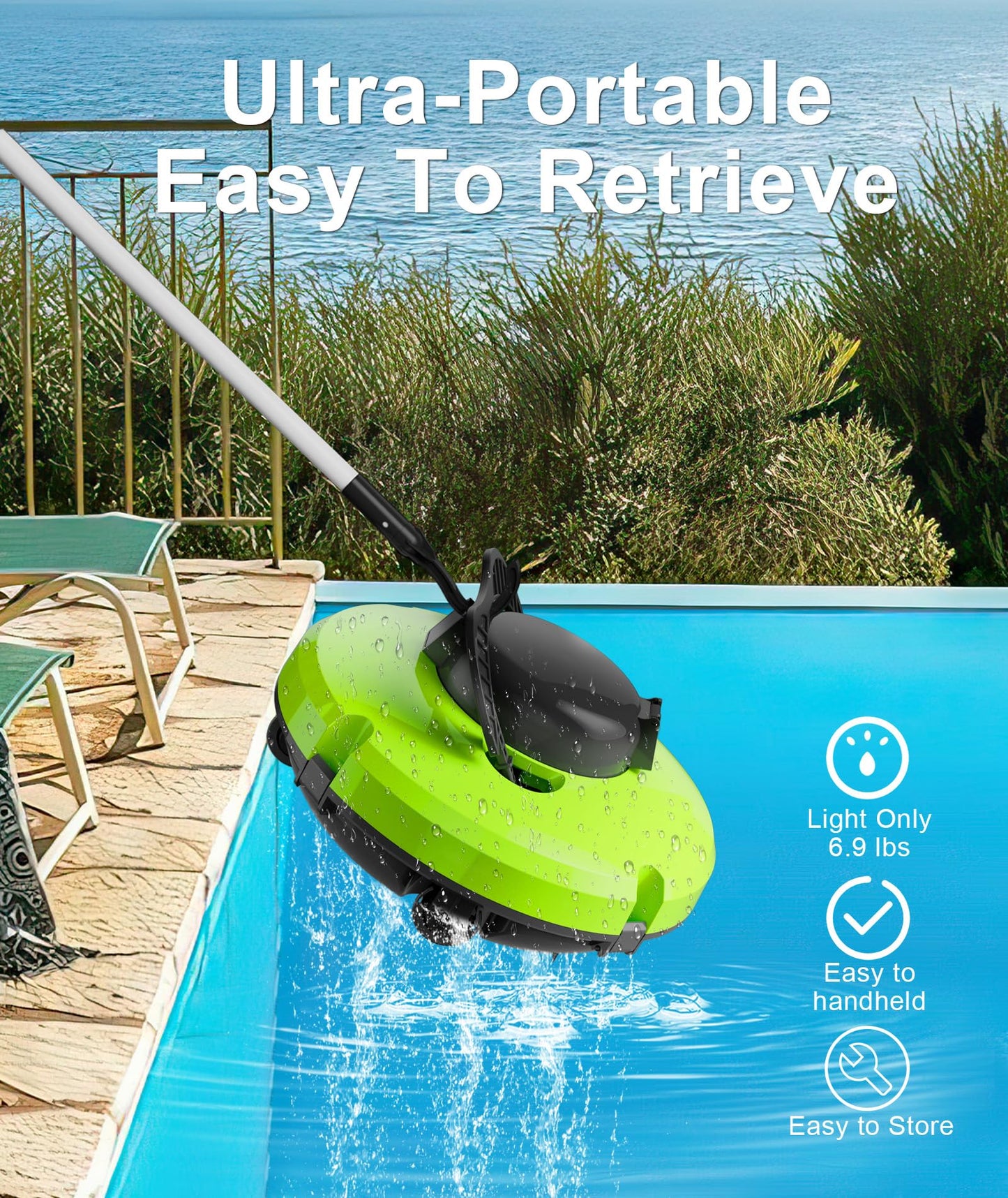 2025 Upgrade Robot Pool Vacuum for Above Ground Pool, Cordless Robotic Pool Cleaner Dual Motors, 120 Mins Runtime, Auto-Dock, Automatic Pool Vacuum Cleaner for In-Ground Flat Pools Up to 1000 Sq.Ft