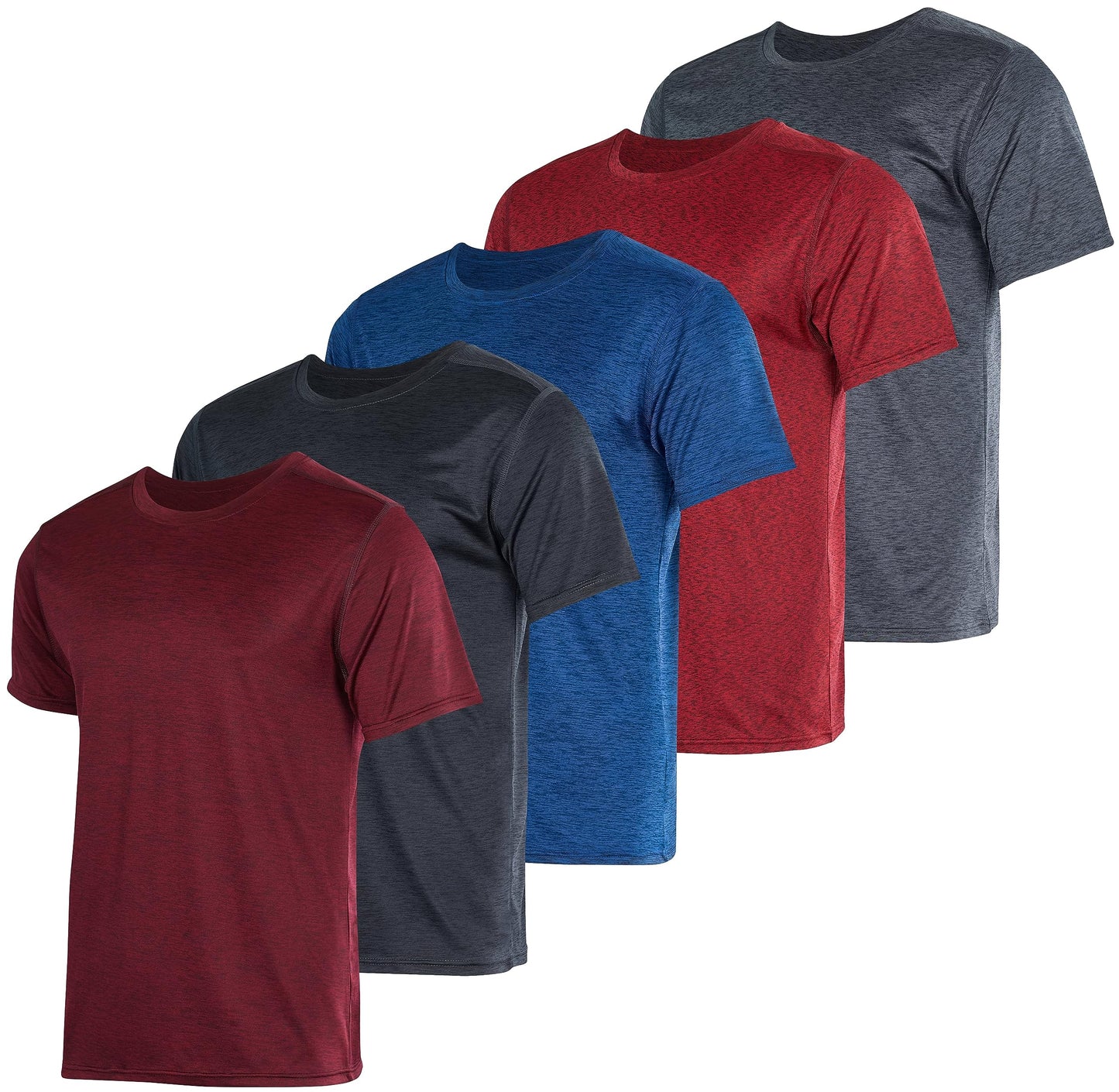 5 Pack Men’s Active Quick Dri Dry Fit Crew Neck T Shirts Athletic Running Gym Workout Short Sleeve Tee Tops Camisas Para Hombres Summer