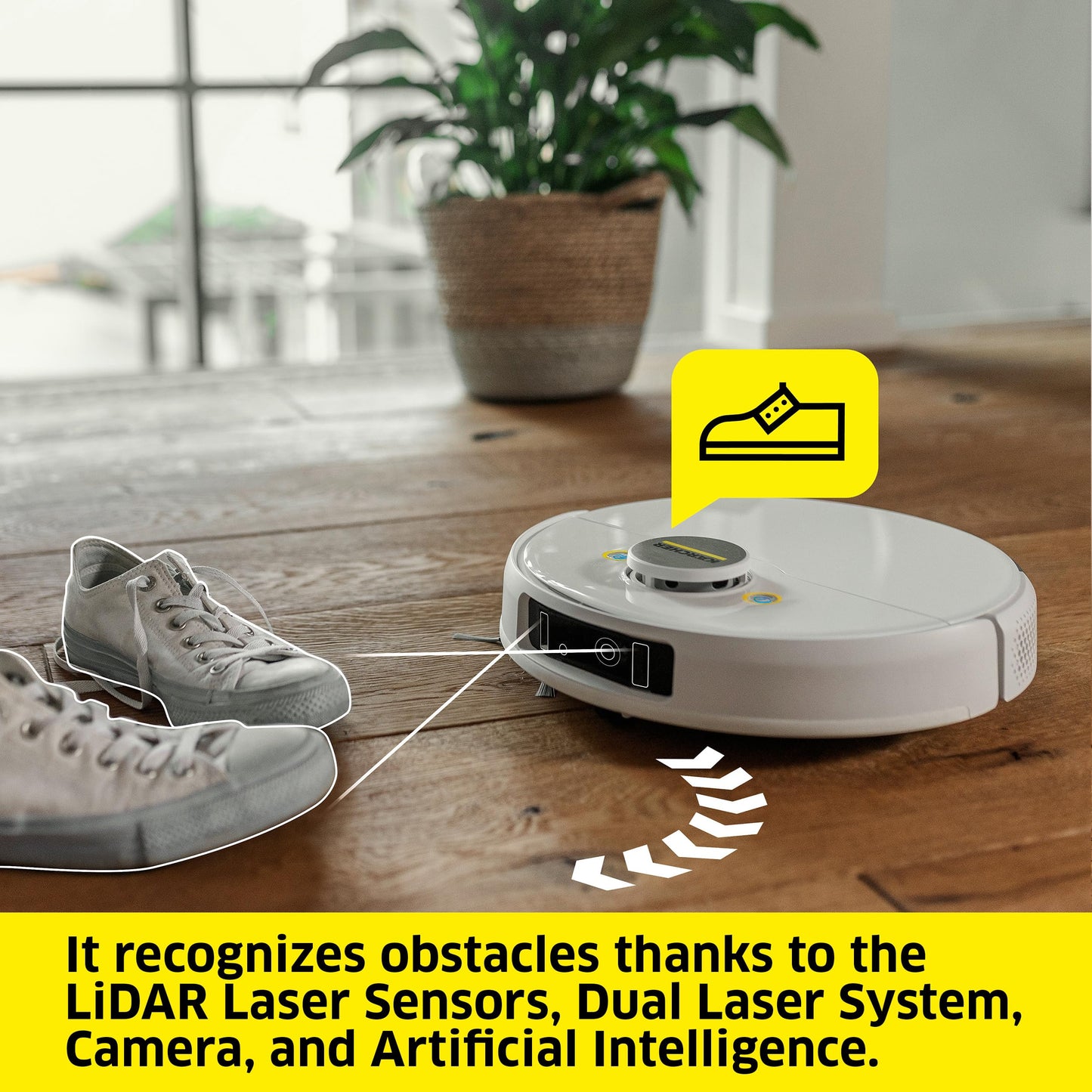 Kärcher RCV 5 Robot Vacuum Cleaner with Mop Function 5000Pa, Remote Control via App, LiDar Navigation, Dual Laser and AI, Floor Mapping, Obstacle Recognition, 140 min Run Time, Hard Floors and Carpets