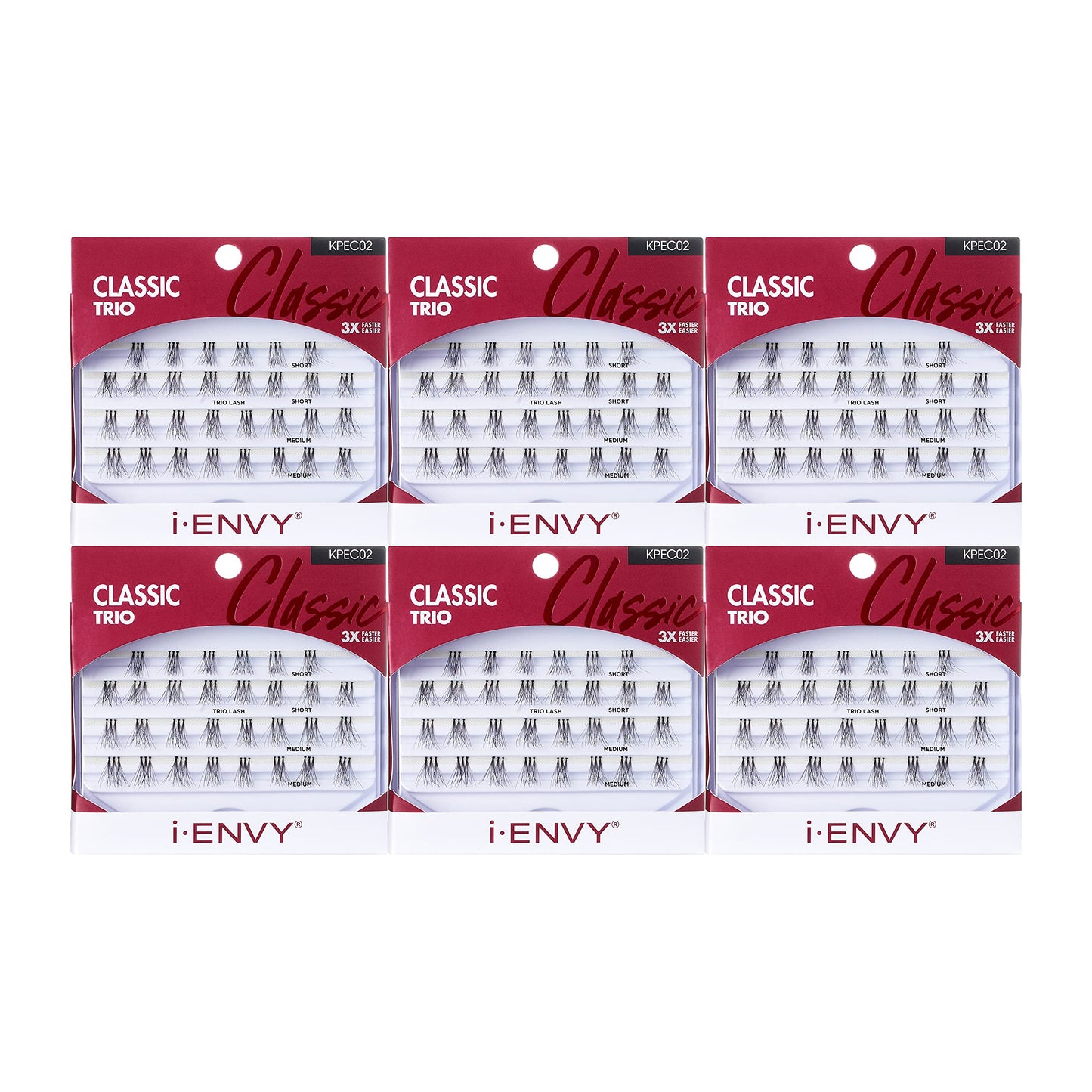 i-ENVY by KISS Trio Lash Classic Medium 30 Lashes (Pack of 6) Natural Style 3X Faster Easier Application