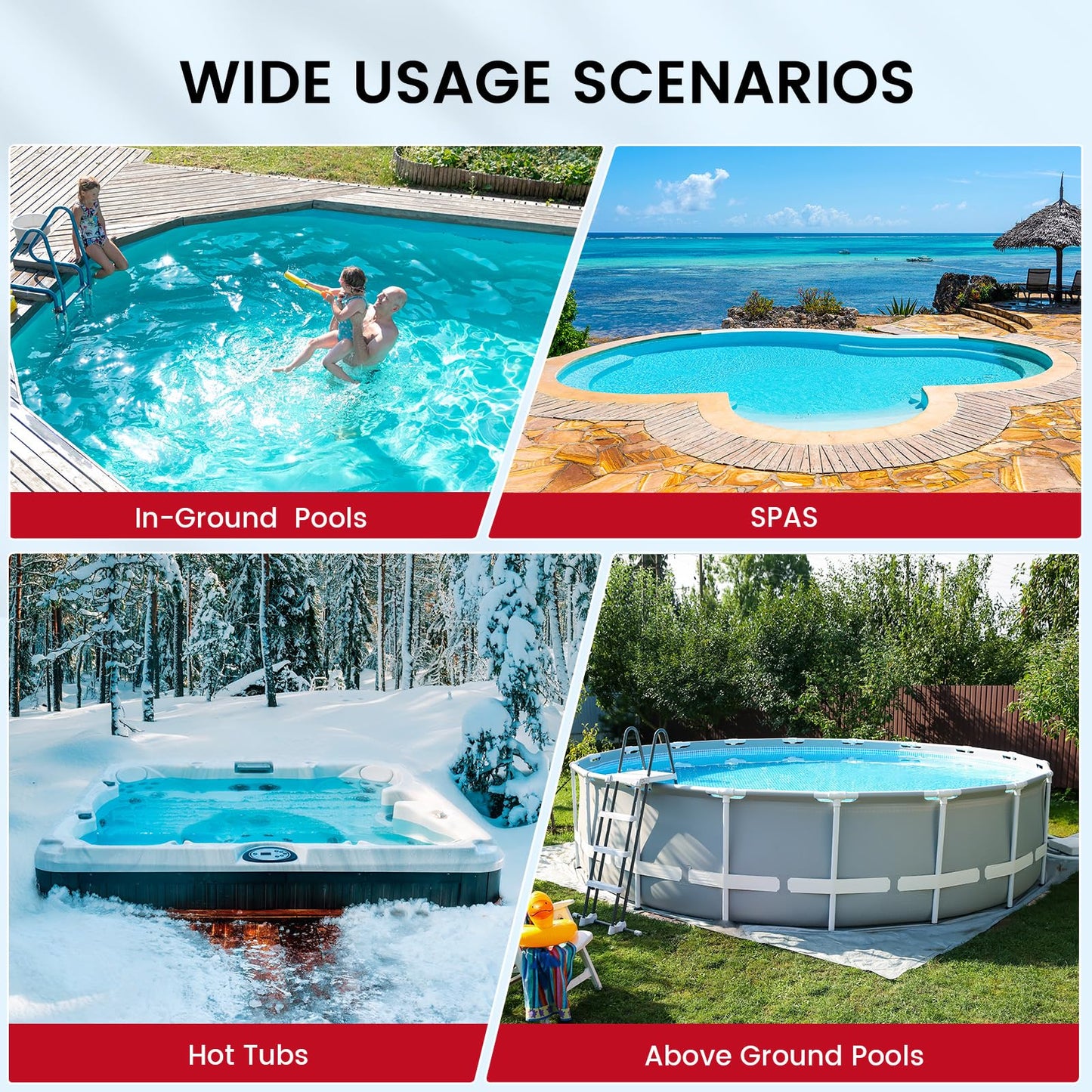 Enhulk Pool Vacuum for Above Ground Pool, 2025 Upgraded Pool Vacuum with A Telescopic Pole, 18.5 Gal/Min Powerful Suction, 80Mins Runtime, Effortlessly Cleans Debris Underwater (Blue)