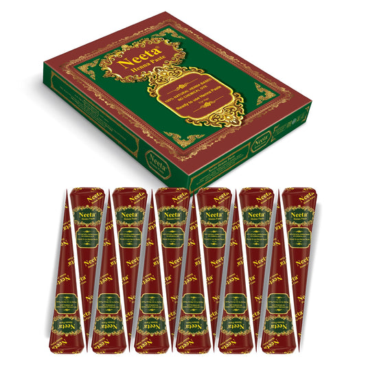 Neeta 12 Pack Ready to Use Henna Paste Hair Dye Cones Reddish Brown Color tubes color for women Perfect for Spot hair coloring, Long-lasting and Cruelty-Free