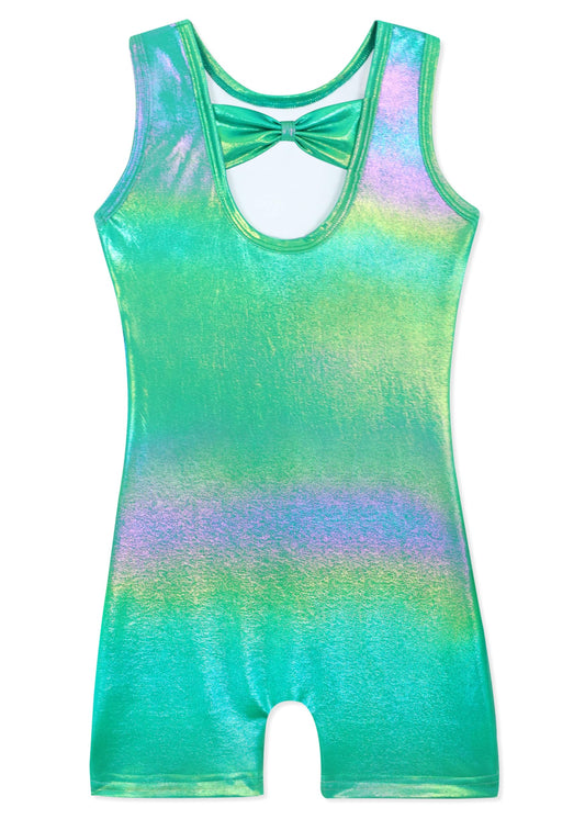 HOZIY Leotards for Girls Gymnastics Size 5-6 Years Tumbling Outfits Biketard Dance Clothes Clothing Sparkly Sparkle 5t Green Bow Open Back