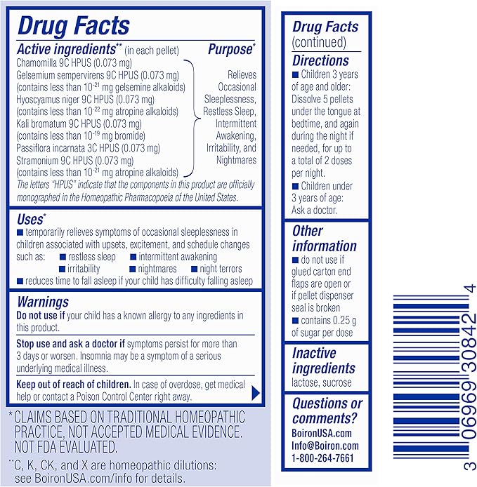 Boiron SleepCalm Kids Sleep Aid for Deep, Relaxing, Restful Nighttime Sleep - Melatonin-Free and Non Habit-Forming - 80 Pellets per Tube - 4 Total Tubes Sleep Calm