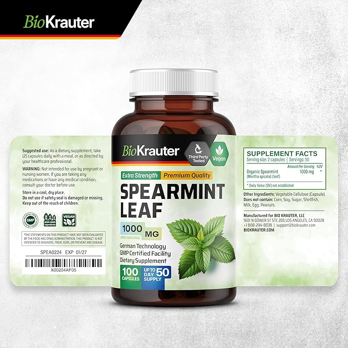 BIO KRAUTER Spearmint 100 Capsules & Stinging Nettle 100 Capsules