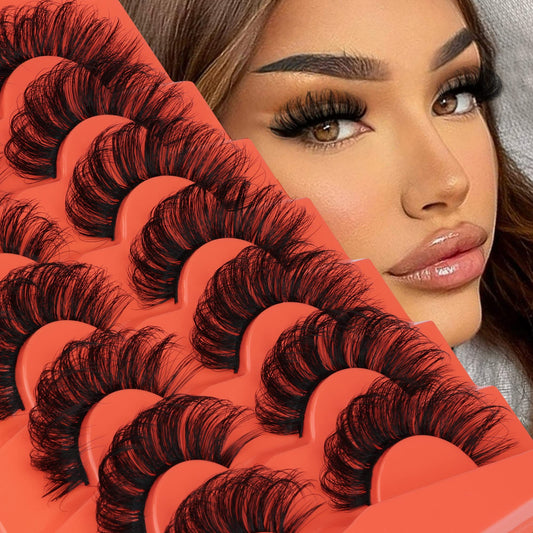 Natural False Eyelashes Wispy Lashes 17mm Eyelashes that Look Like Lash Extensions 7 Pairs Volume Eye Lashes Multipack by Focipeysa