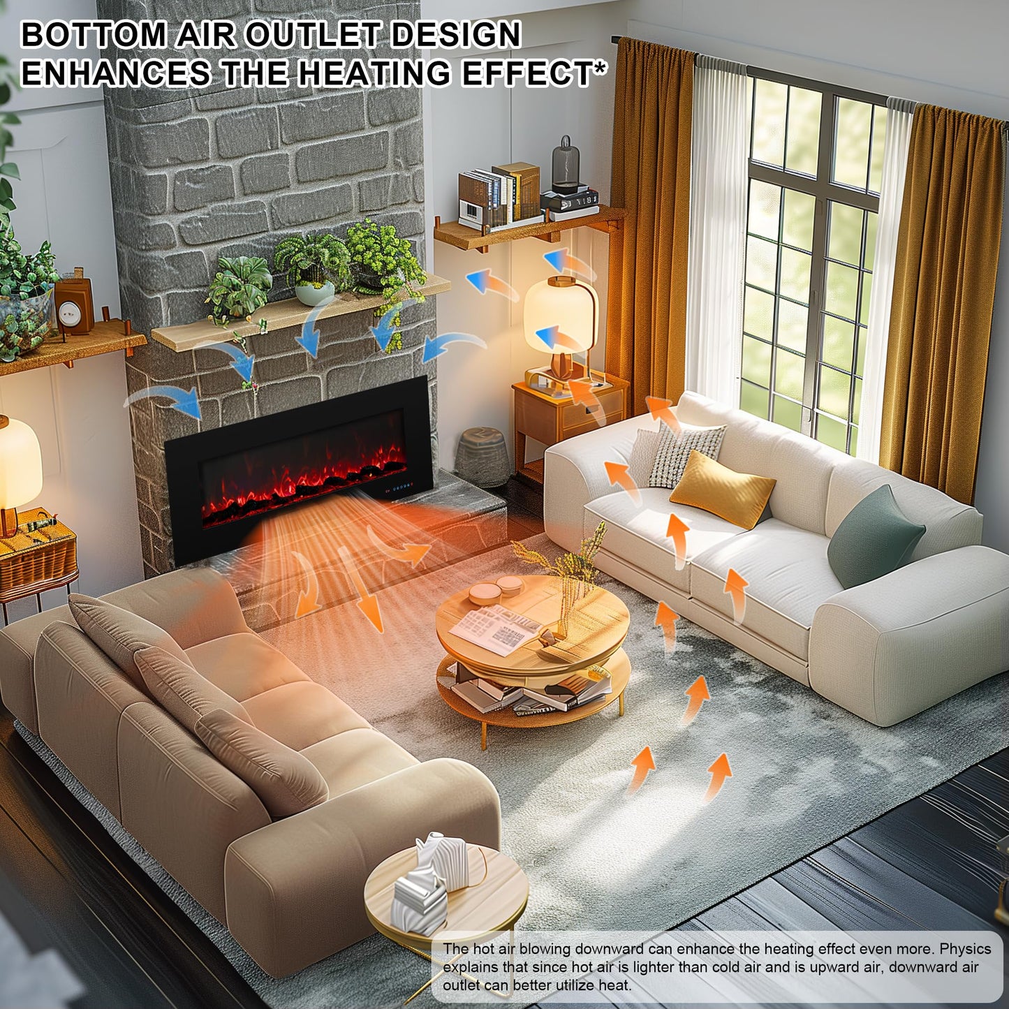 Dreamflame 72" Electric Fireplace, Recessed & Wall Mounted Fireplace Heater 13 * 13 Colors Flame &Fuel Bed w/5 Dimmer, Touchscreen &Remote Control Temp, Overheating Protect, Hardwired, 1500W, Black