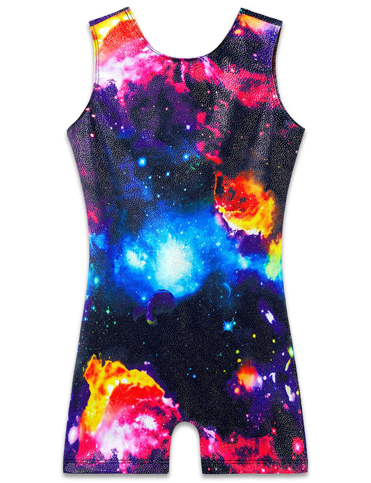 Biketards for Girls Gymnastics Leotards Size 5 6 Years Old Sparkle Black Starry One Piece Sleeveless Unitard