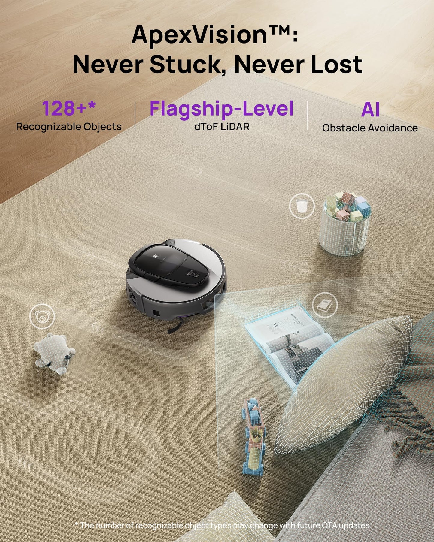 3i G10+ Robot Vacuum and Mop Combo, 18,000 Pa Suction, 60-Day Hands-Free Cleaning with Quiet Debris Compression, Smart LiDAR Navigation, Auto Extension Along Edges, Ideal for Hard Floors & Carpets