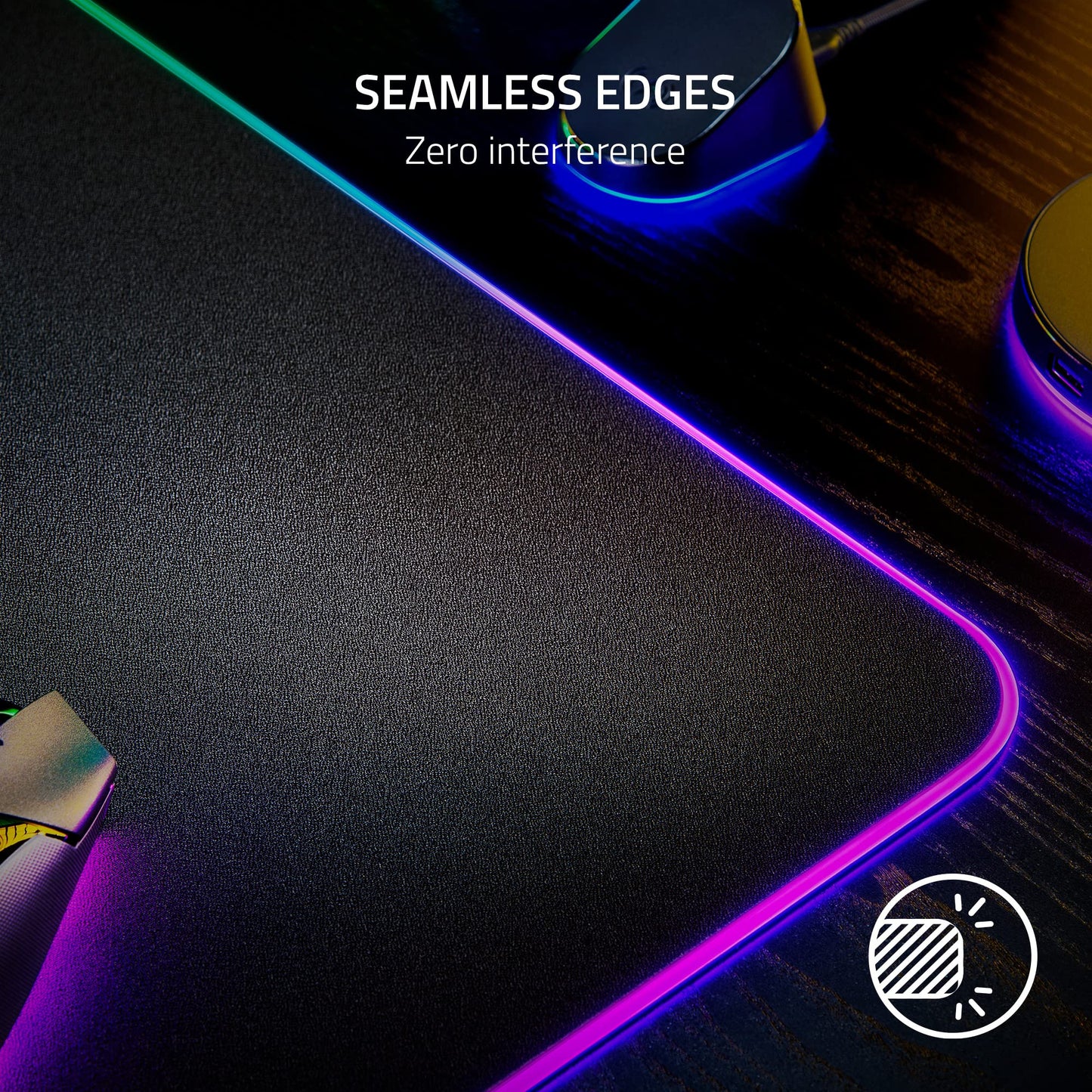 Razer Strider Chroma Hybrid Gaming Mouse Mat with Razer Chroma RGB: Hybrid Soft/Hard Mat - 19 Razer Chroma RGB Lighting Zones - Warp and Water-Resistant - Anti-Slip Base - Seamless Edges