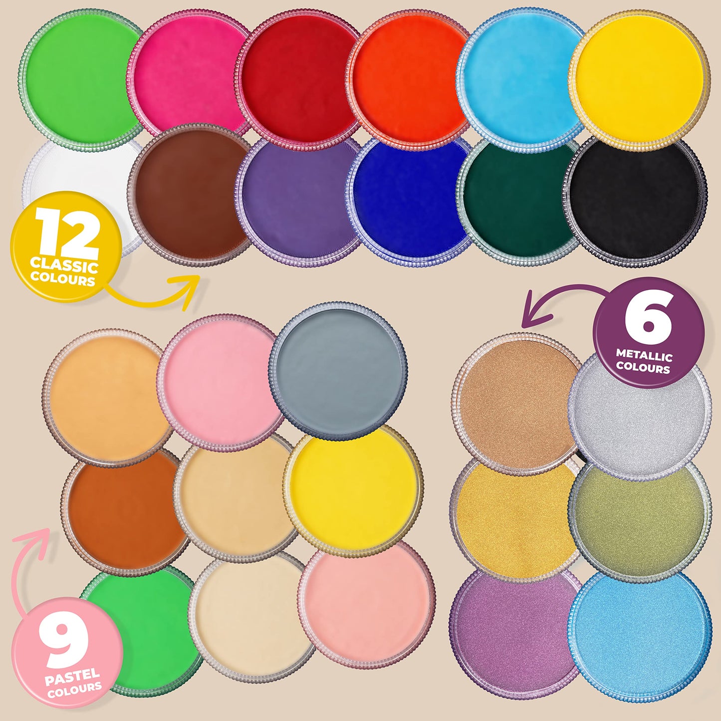 Blue Squid PRO Face Paint - Professional Water Based Single Cake Facepaint & Body Paints - SFX Makeup, Kids Adults Face Painting for Costume, Halloween, Cosplay - Classic Brown 30g / 1oz