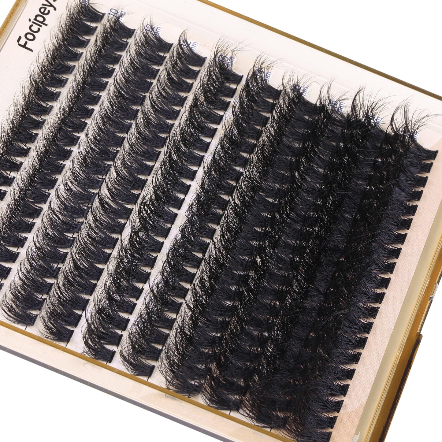 Focipeysa Lash Extension Kit Thick Eyelash Extension Kit 10-18mm Fluffy Lash Clusters 200D Individual Eyelashes Kit with Lash Bond, Lash Remover, Lash Applicator, DIY Lashes Extension