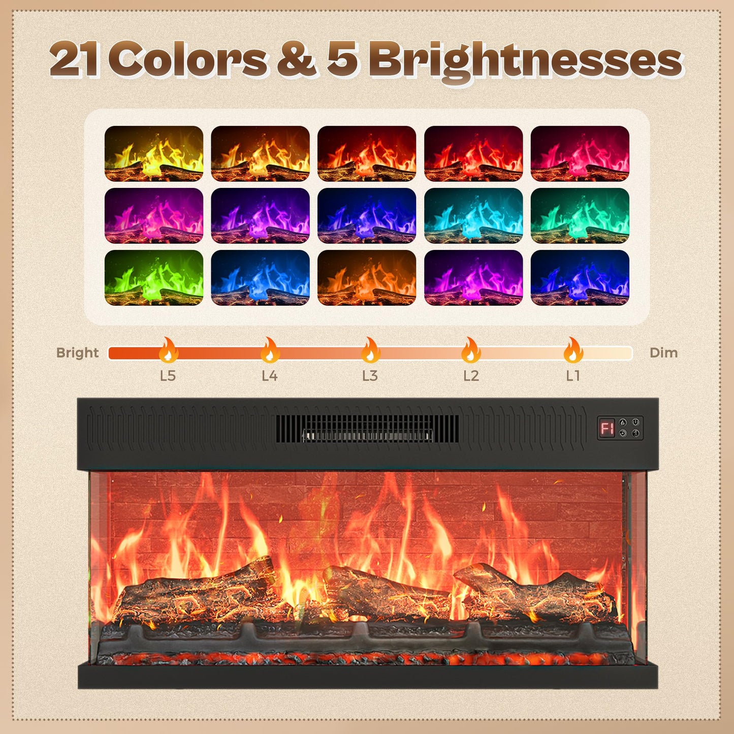 Huuger Fireplace TV Stand with LED Lights for 75 Inch TV, 3-Side Glass Fireplace Entertainment Center, 70 Inch Farmhouse Television Stands Stand with 4 Deep Drawers for Living Room, Distressed White