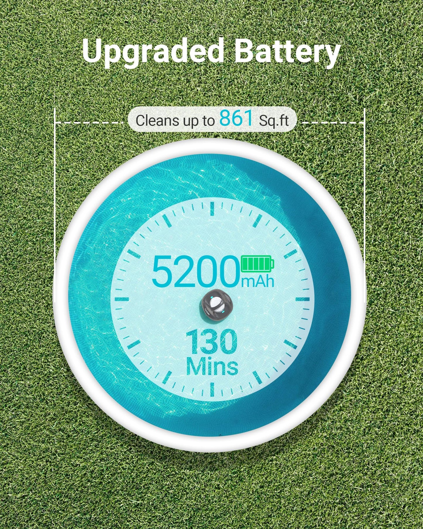 (2025 Upgraded) TALOSBO Pleco Se Cordless Pool Vacuum Up to 130 Mins Runtime, Robotic Pool Cleaner with 2.5H Fast Charge, Ideal for Flat Above Ground and Inground Pools up to 861 Sq. Ft.