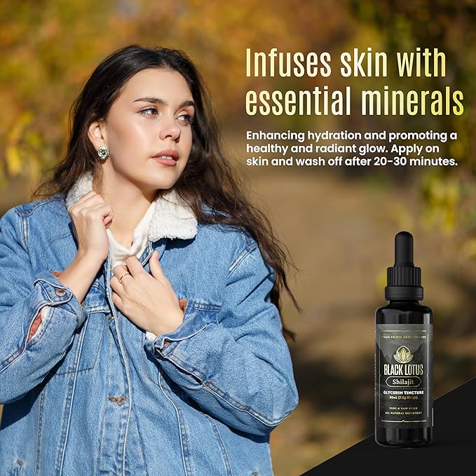 Black Lotus Pure Shilajit Resin Liquid Tincture, 50ml, 100% Pure Natural Shilajit for Men & Women with Amino Acids, 175mg Fulvic Acid, 85 Ionic Trace Minerals, for Immune Support, Focus, Energy