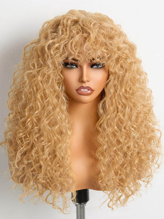 GORGIUS Shaggy Haircuts Golden Blonde Wig with Bangs Curly Wig with Bangs Crafted with Style-Archive Premium Fiber Realistic Look with True Scalp