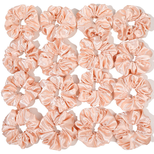Ivyu 16 Pcs Satin Hair Scrunchies for Women Hair Ties Bands, Hot Pink, Perfect for Thick Curly Hair, No Crease Hair Ties No Damage, Fit for All Kinds of Hair, Excellent Stretch Elastic Band