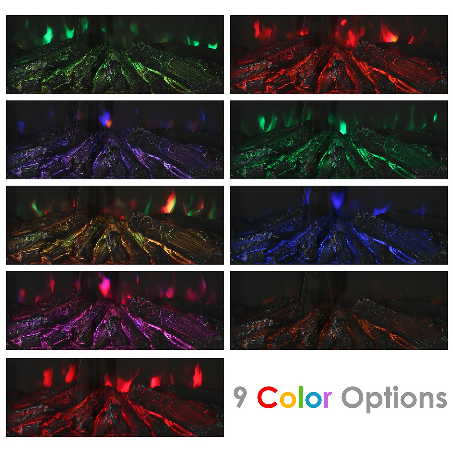 Sunnydaze Black Contemporary Indoor Electric Fireplace Insert - Wall Mount Electric Fireplace Heater with 9 Color Options - 23-Inch