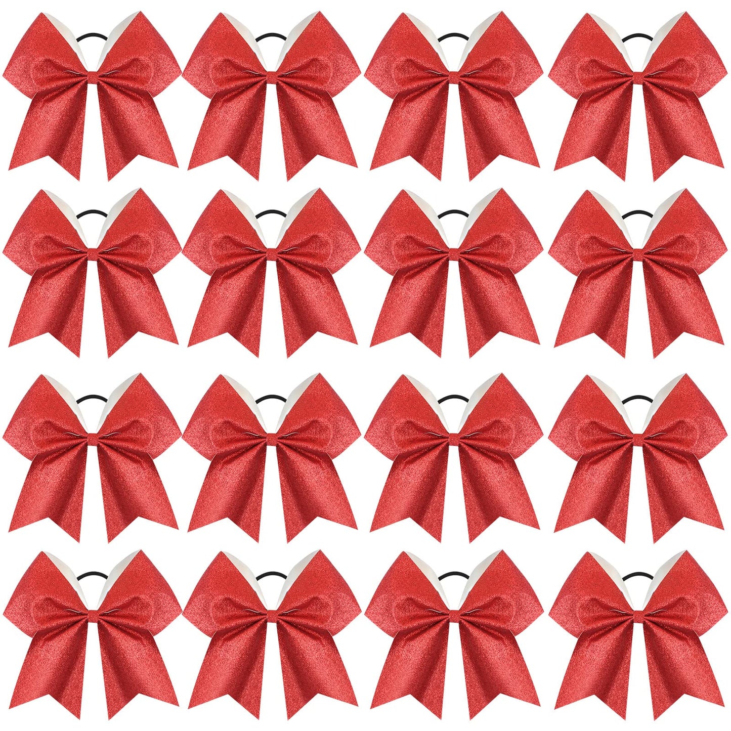 16PCS 8" Large Glitter Cheer Bows for Cheerleaders, CN Sparkly Hair Bows with Elastic Hair Ties Accessories for Teens Girls Women Cheerleading Softball Competition Sports