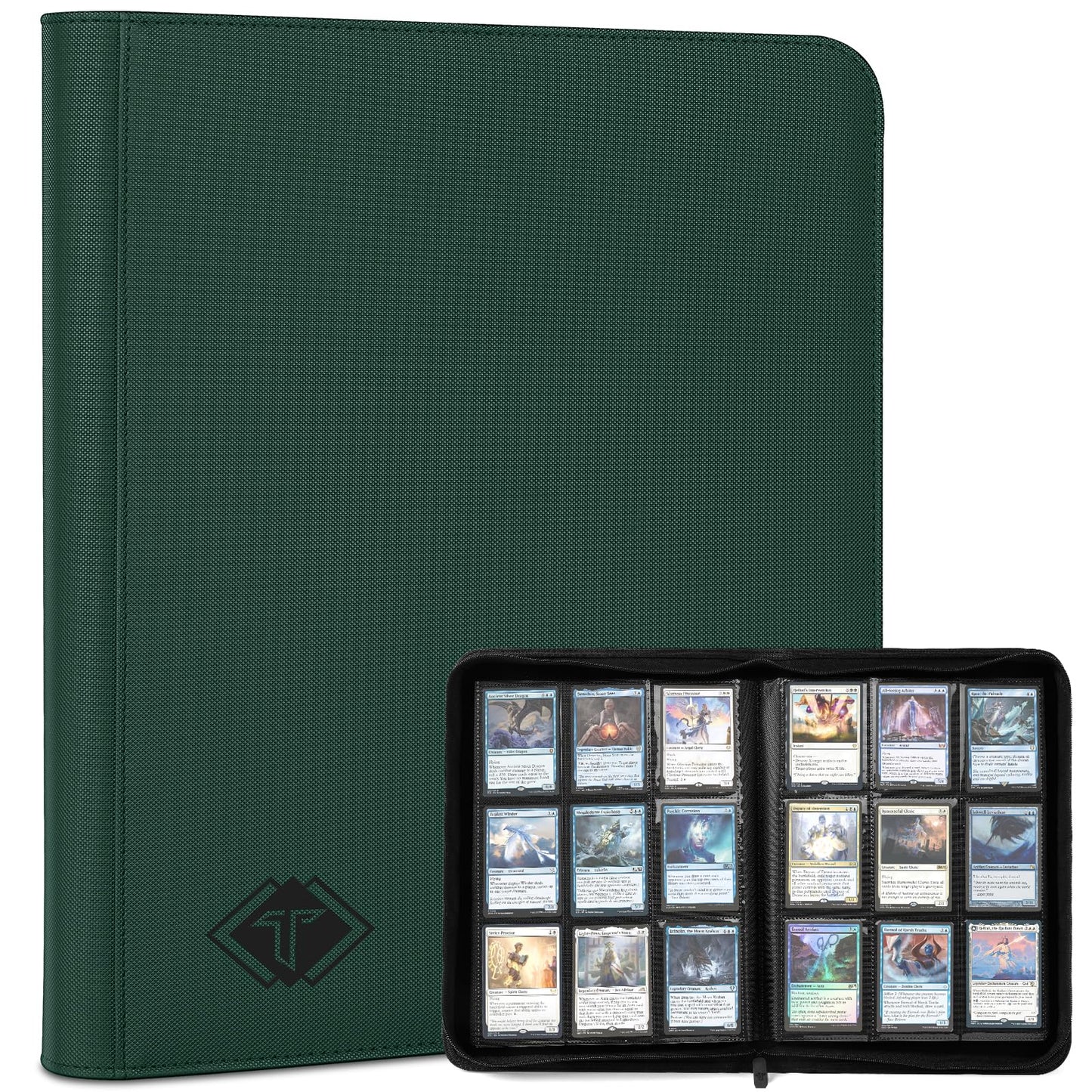 Card Binder for Trading Card 9 Pocket, TiopLior Zip MTG Card Binder with 432 Side Loading Pocket, Card Album Fit for TCG Baseball Football Sports Card, Easy to Insert Card Collection Binder (green)
