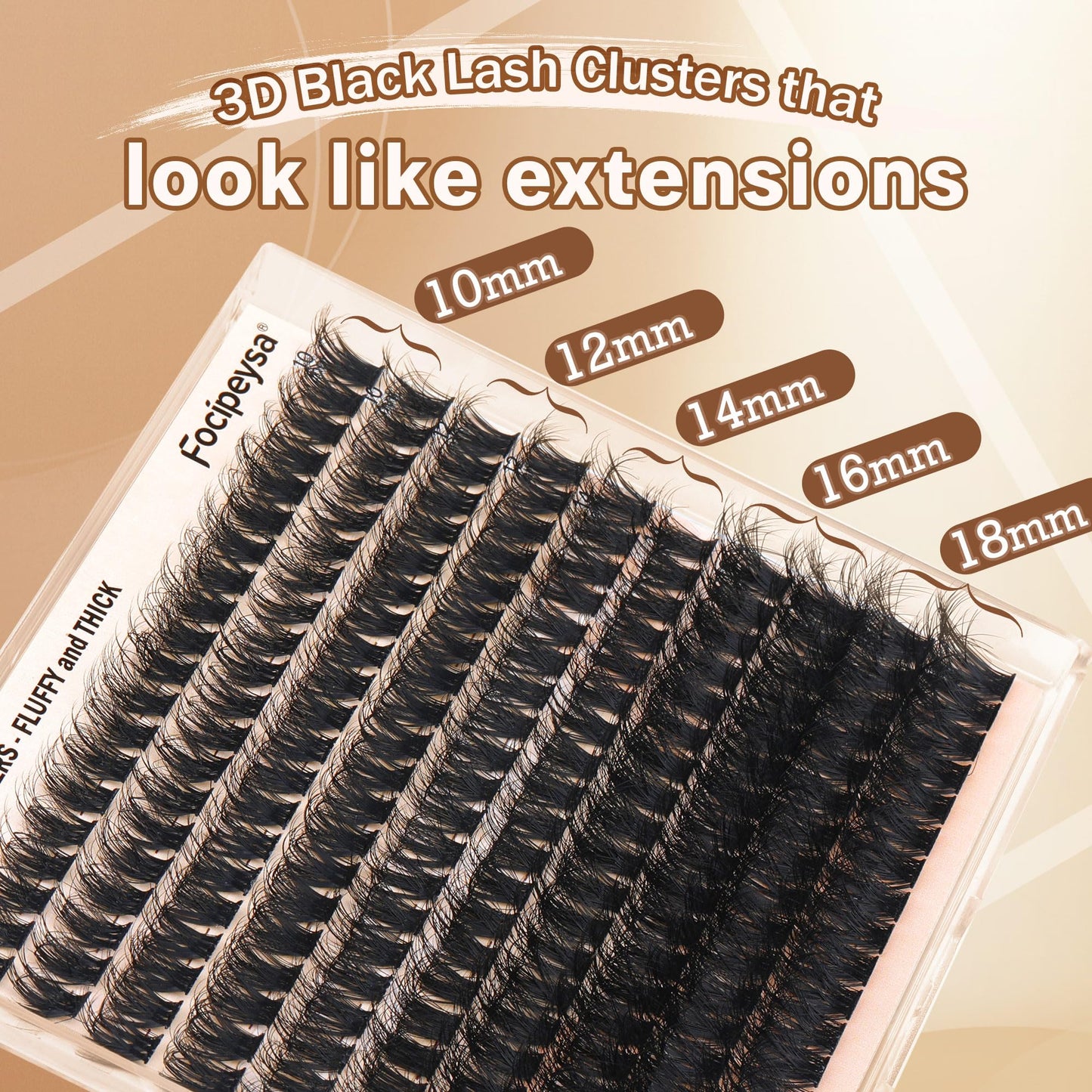 Focipeysa Fluffy Lash Extension Kit 200Pcs Lash Clusters Kit with Lash Bond and Seal and Lash Tweezers Lash Clusters DIY Eyelash Extensions Kit at Home (150D 10-18mm D Curl), Black
