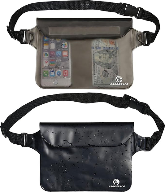 Waterproof Pouches with Waist Strap / Pouch Case Bundle Set- Keep Your Phone & Valuables Dry and Safe - Waterproof Dry Bags for Boating Swimming Snorkeling Kayaking Beach Water Parks Pool