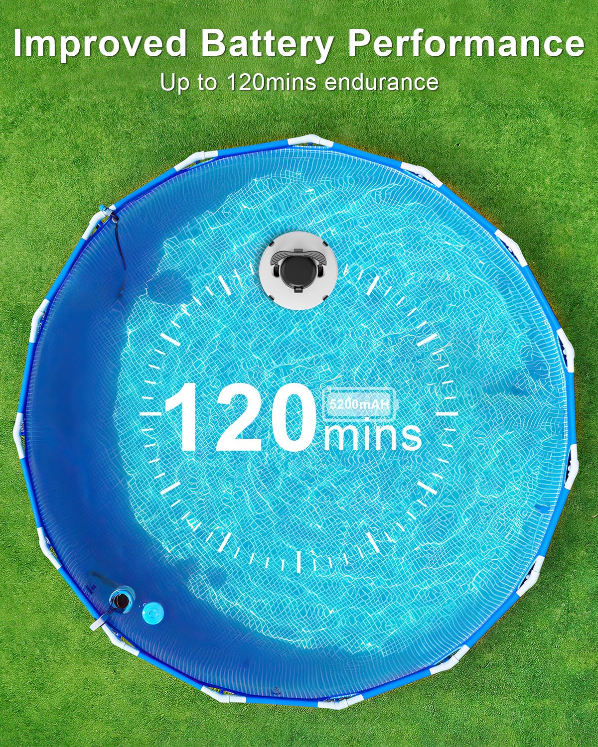 2025 Upgrade Robot Pool Vacuum for Above Ground Pool, Cordless Robotic Pool Cleaner Dual Motors, 120 Mins Runtime, Auto-Dock, Automatic Pool Vacuum Cleaner for In-Ground Flat Pools Up to 1000 Sq.Ft