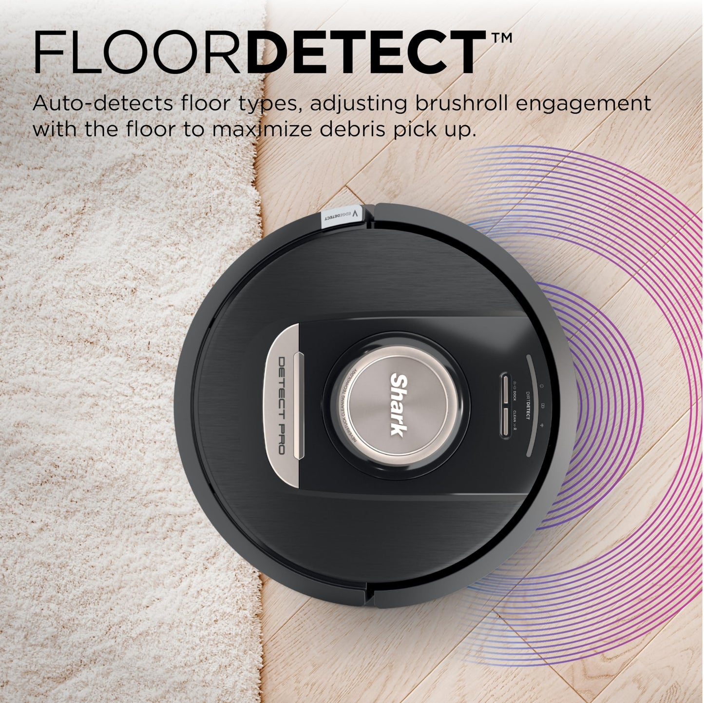 Shark RV2820AE Detect Pro Self-Empty Robot Vacuum with Bagless, 60-day Capacity HEPA Base, 3 Detect & React Technologies, Auto Deep-Clean on Carpets and Hardfloors, NeverStuck Tech, Wi-Fi Black/Bronze