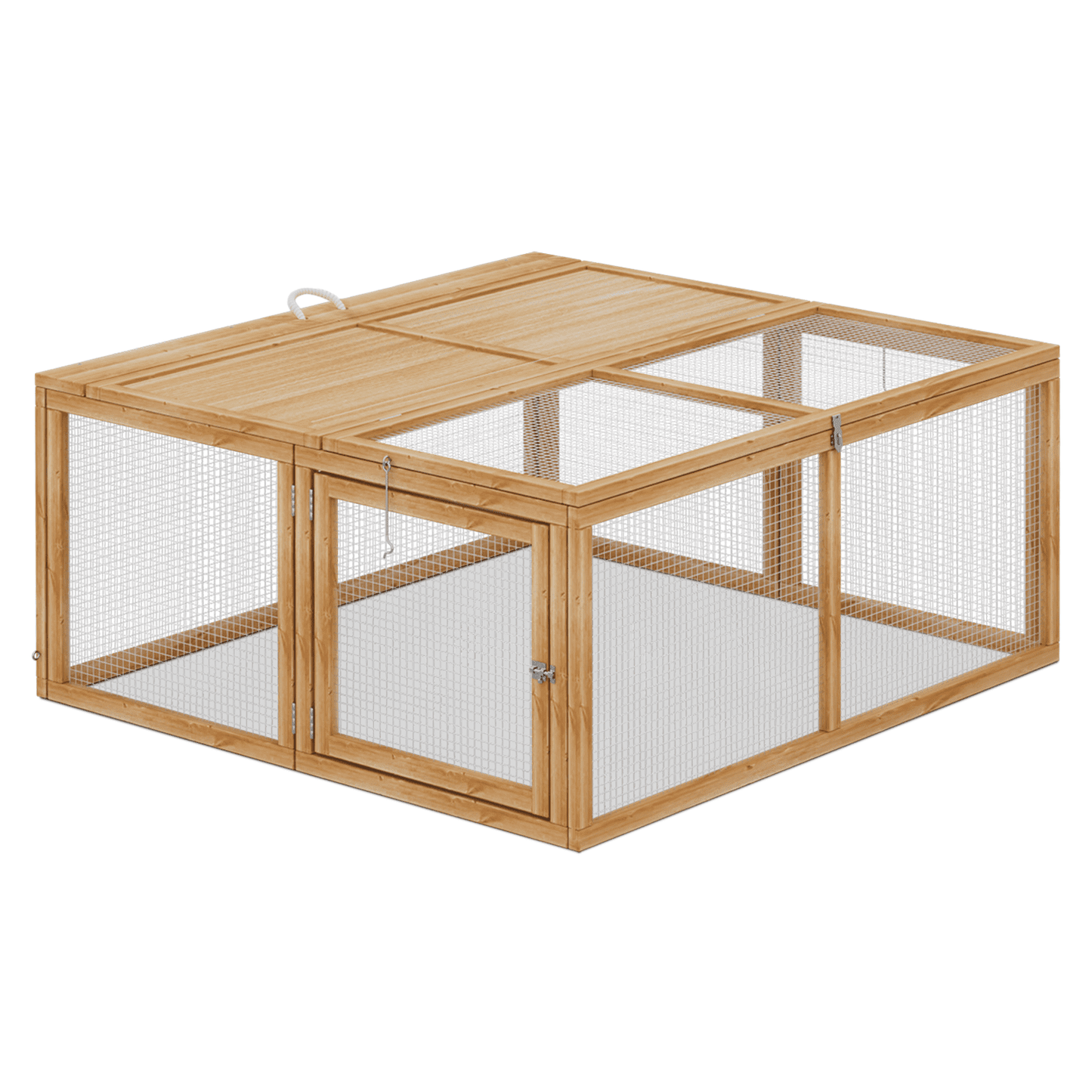 BEZT Foldable Chicken Coop Rabbit Hutch Indoor/Outdoor, Chicken Coop Rabbit Hutch Pet Cage Wood Small Animal Poultry Cage,45.5 x 42.5 x 20 Inch, No Assembly Required(Natural)