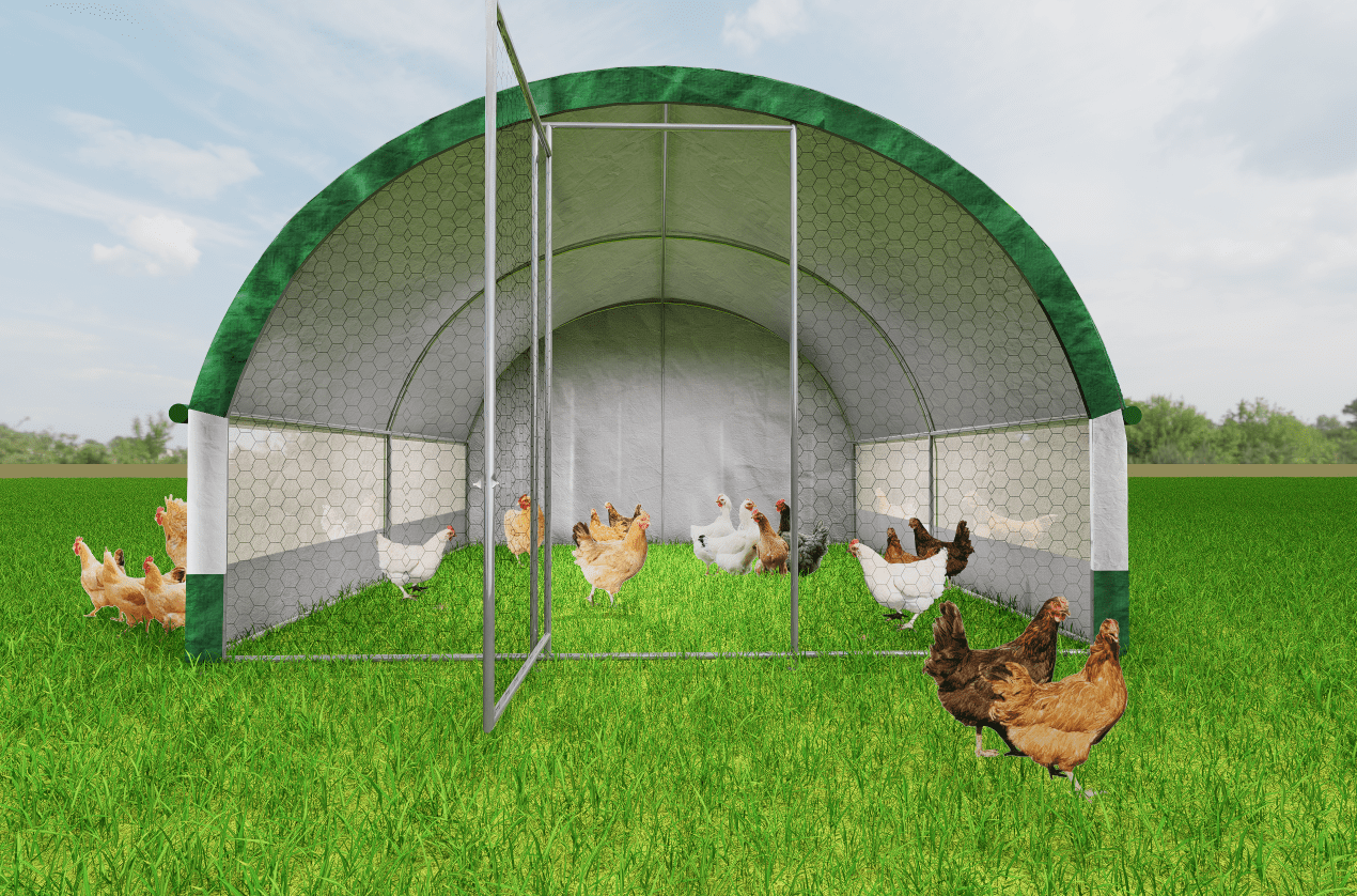 Chery Industrial Large Chicken Coop Metal Chicken Run Dome Shape Walk-in Fence, 12.4 ft ×12.4 ft