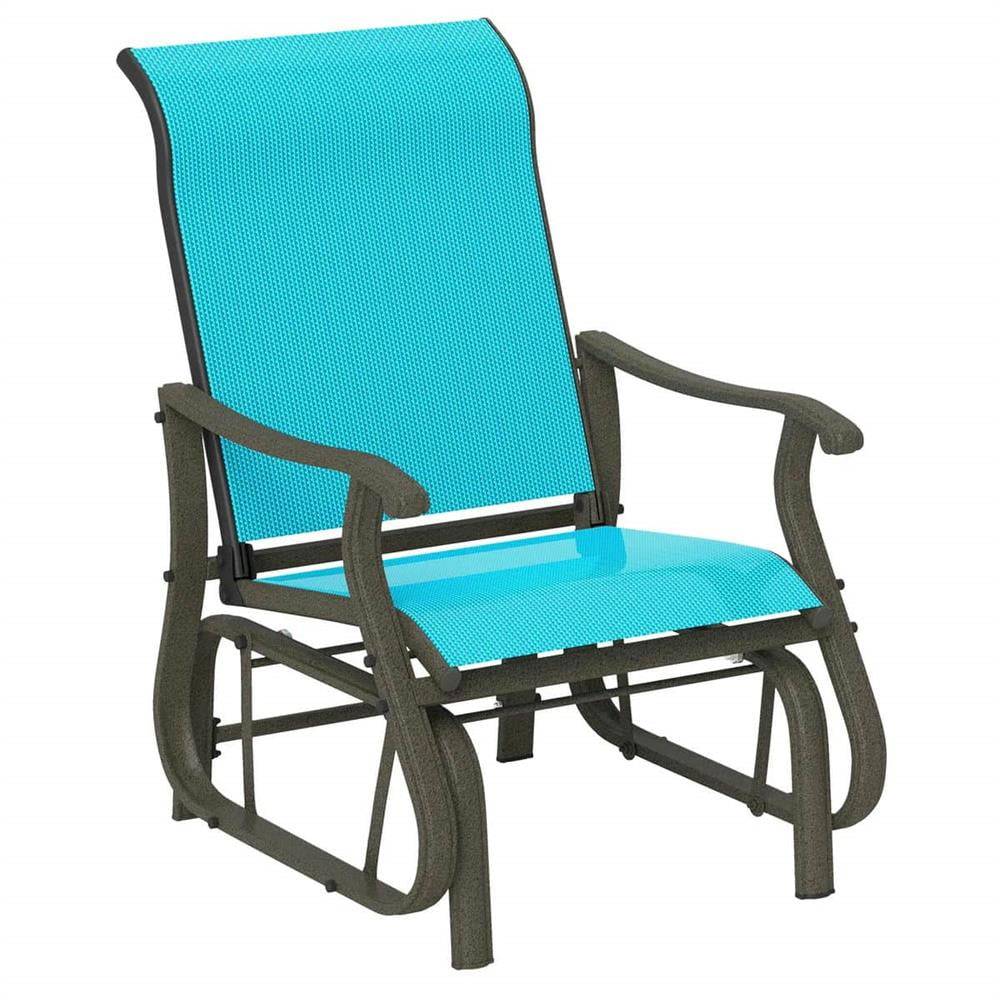 GVN Patio Rocking Lounge Chair, Patio Glider Chair,Outdoor Glider Chair Patio Glider Swing Chair with Mesh Seat, Steel Frame, Blue