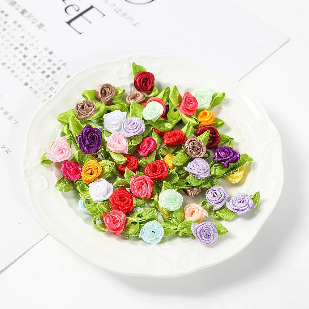 100PCS Mini Rose Artificial Flower Heads