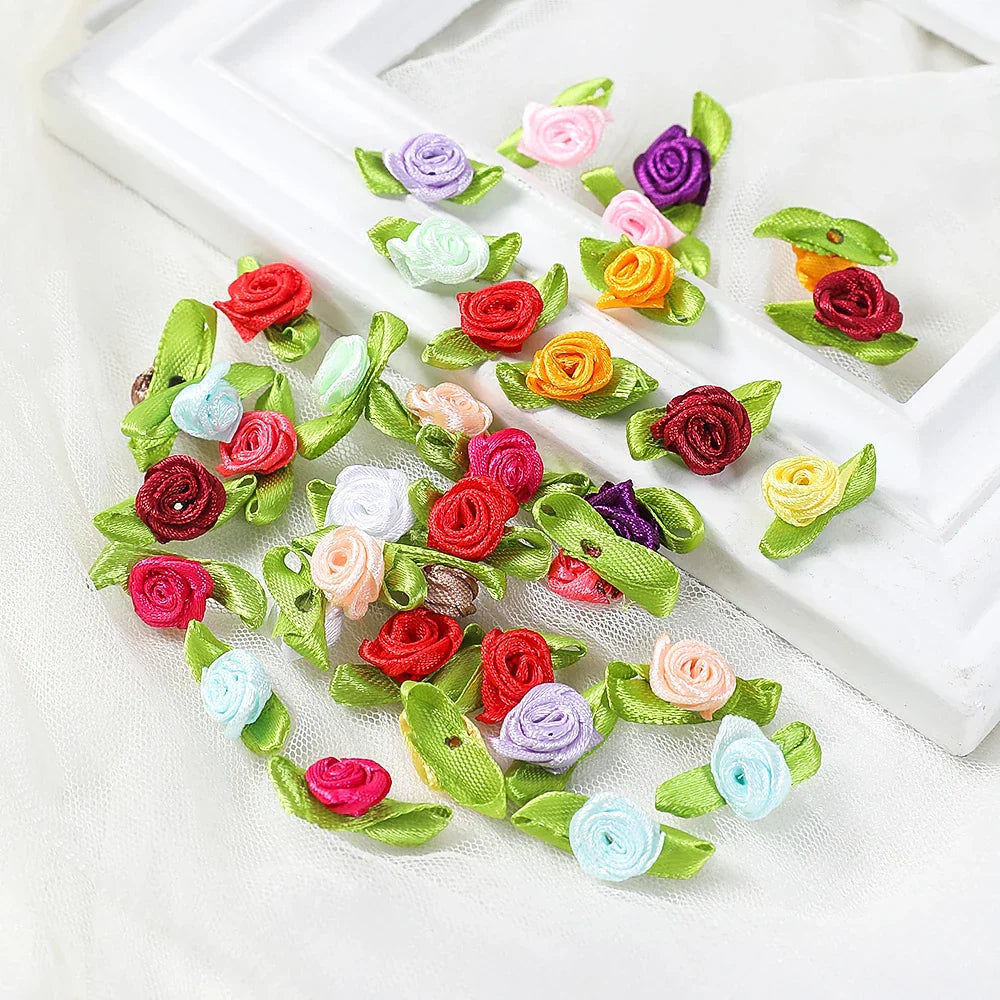 100PCS Mini Rose Artificial Flower Heads