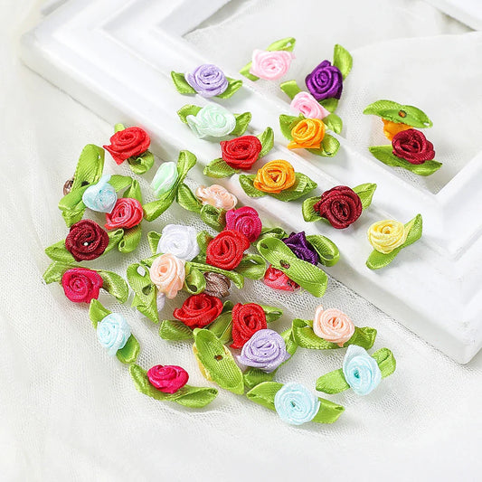 100PCS Mini Rose Artificial Flower Heads