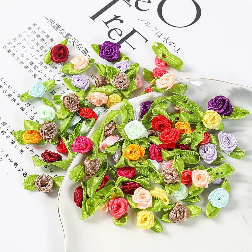 100PCS Mini Rose Artificial Flower Heads