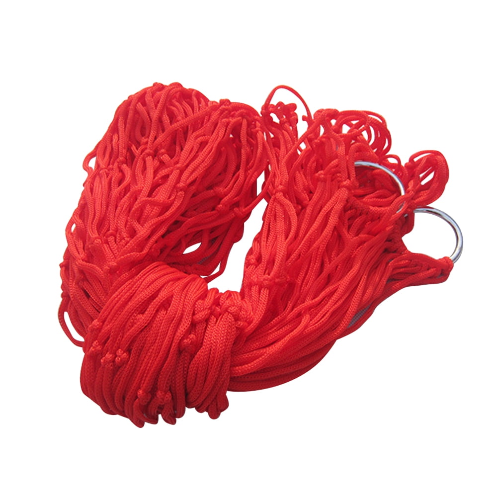 IBASETOY Camping Nylon Hammocks Swing Hammock Red Thickened Mesh 1Set