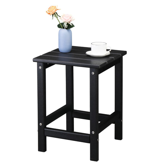 IVV 14" Square Outdoor Patio Side Table, Waterproof HDPE End Tables for Backyard Pool Porch Garden Lawn (Black)