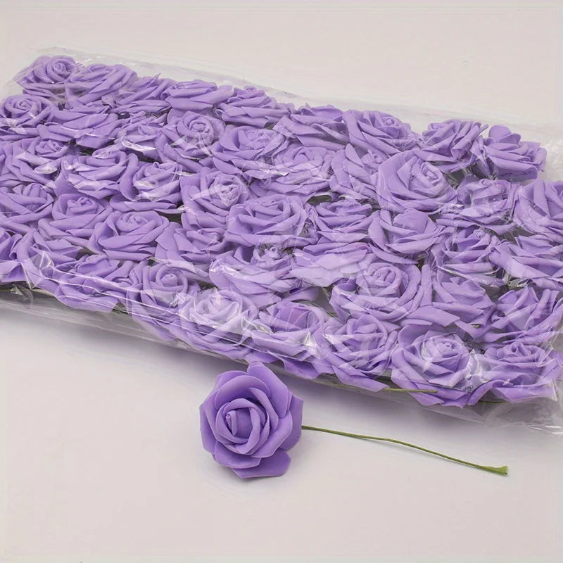 50pcs White PE Rose Flower Heads