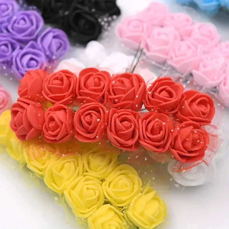 144pcs Mini Red Foam Rose Heads