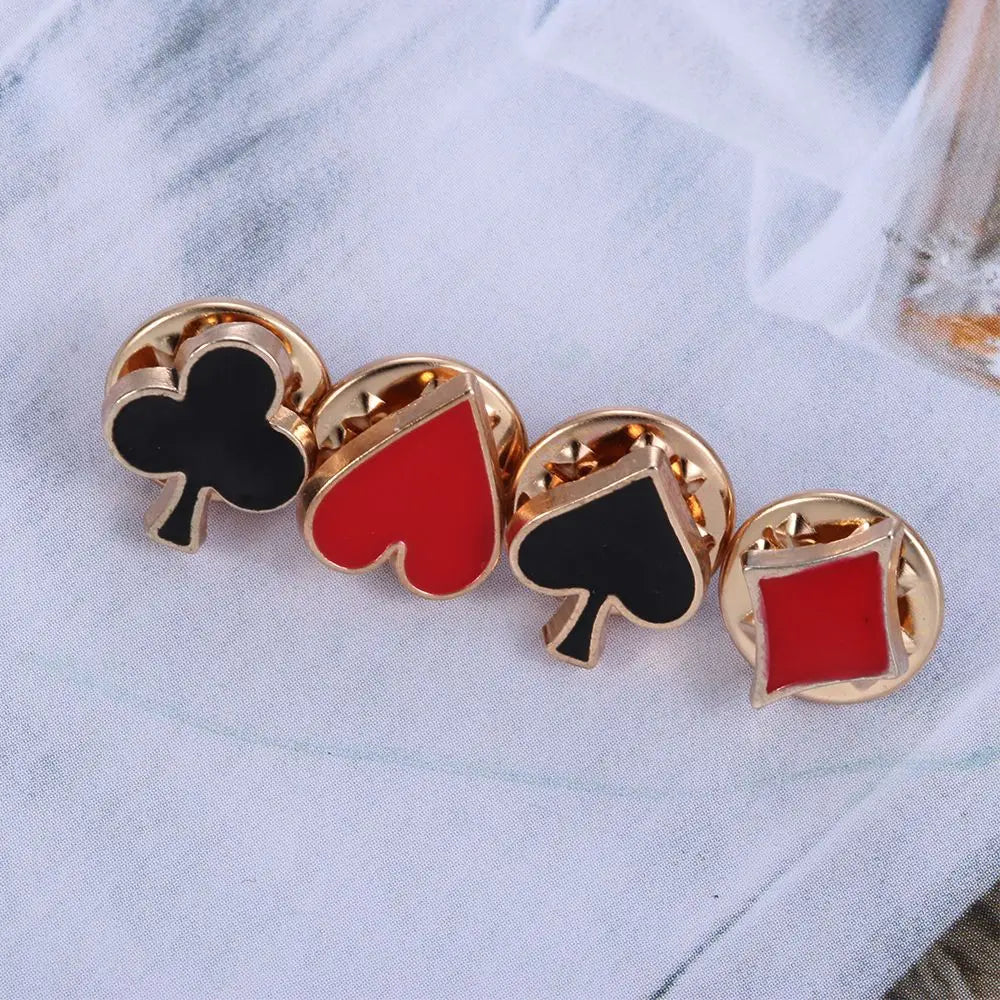 4pcs Poker Shape Collar Pin Set